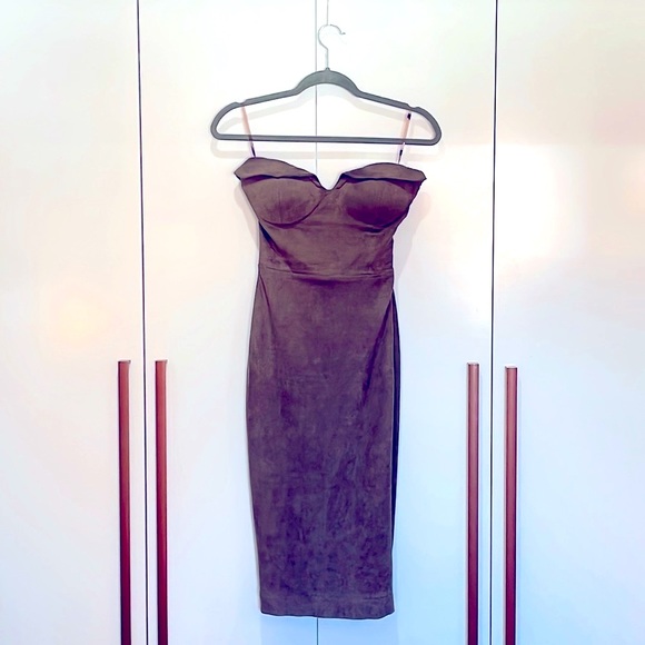 House Of CB London Pia Suedette Dress Taupe - Picture 2 of 13